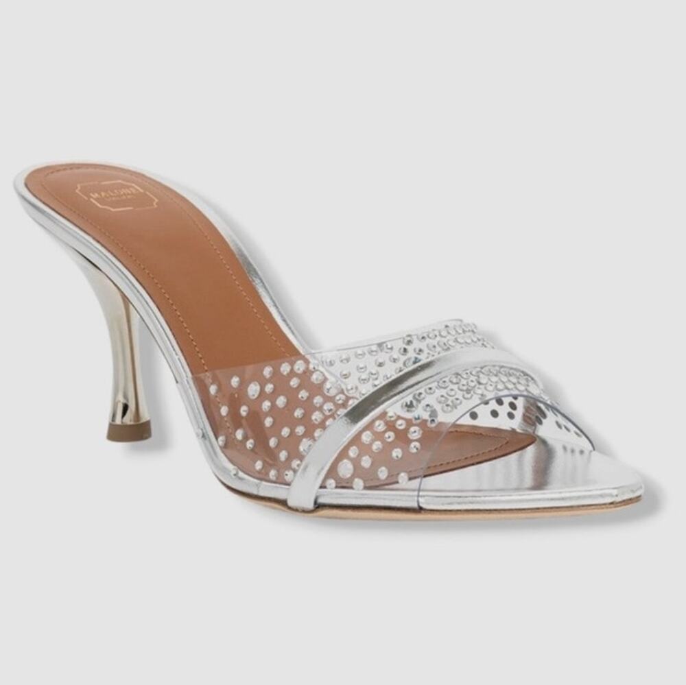 Malone Souliers Julia 90MM Heel Clear/Silver Sz 35